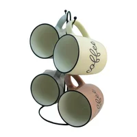 Jgo 4 tarros porcelana 360 ml 4 colores con organi