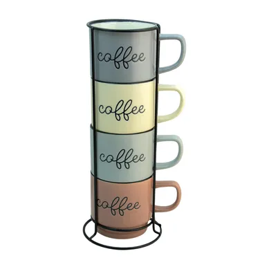 Jgo 4 tarros porcelana 390 ml 4 colores con organi