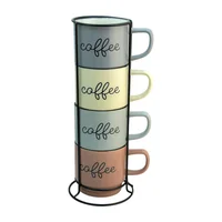 Jgo 4 tarros porcelana 390 ml 4 colores con organi