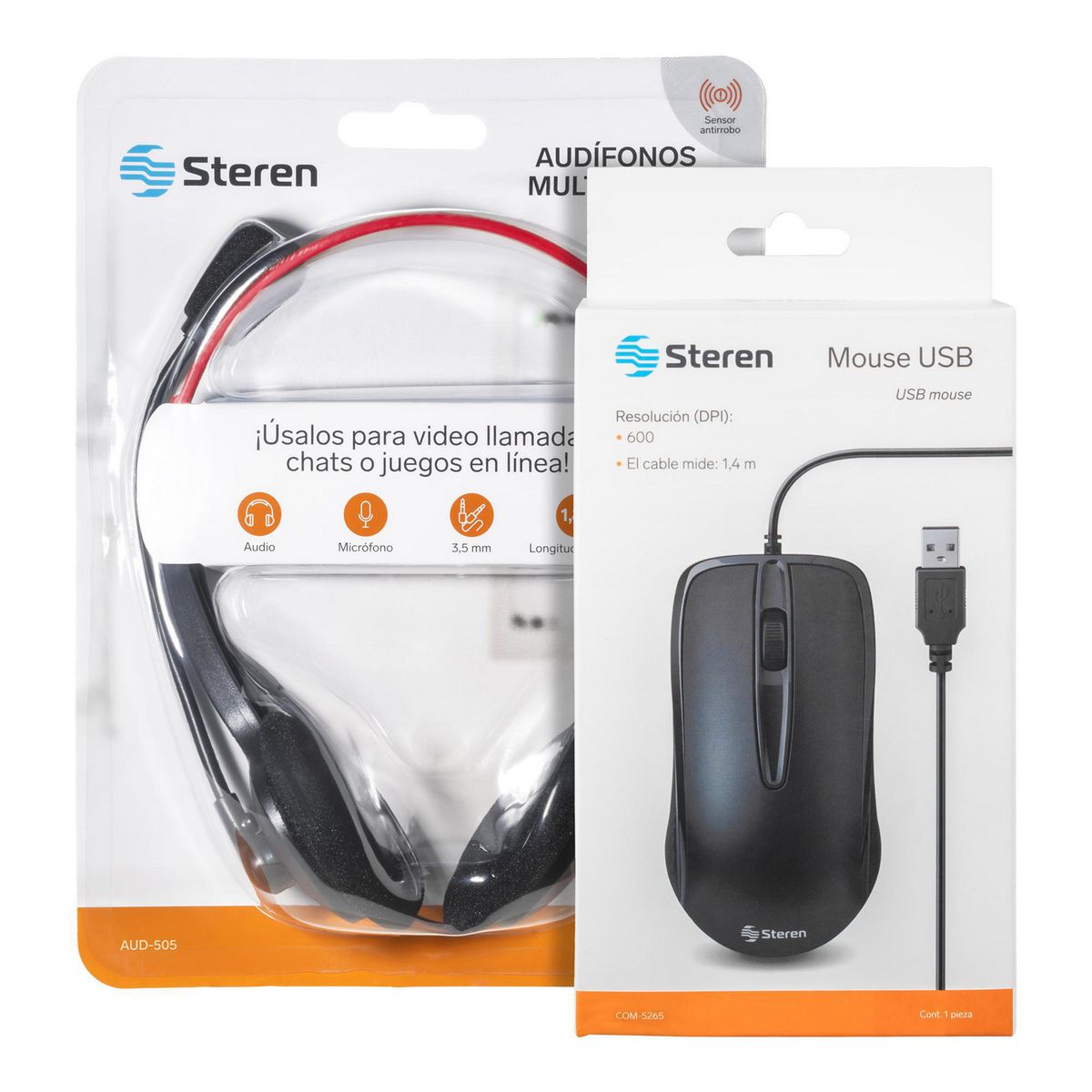Kit Mouse Alámbrico + Audífonos Multimedia, marca Steren - Foto 2