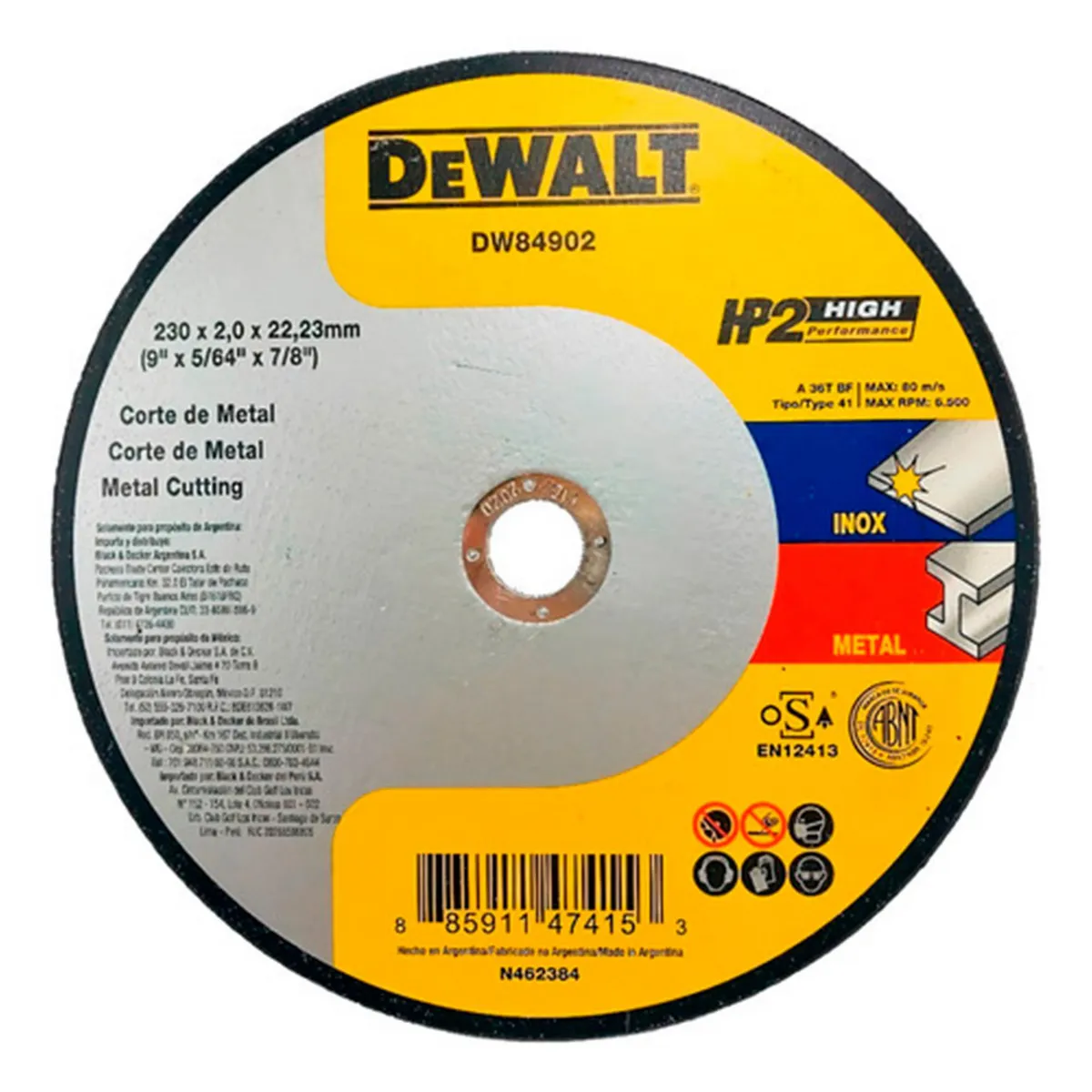 Disco de Corte Abrasivo 9" DeWalt, marca Dewalt - Foto Principal
