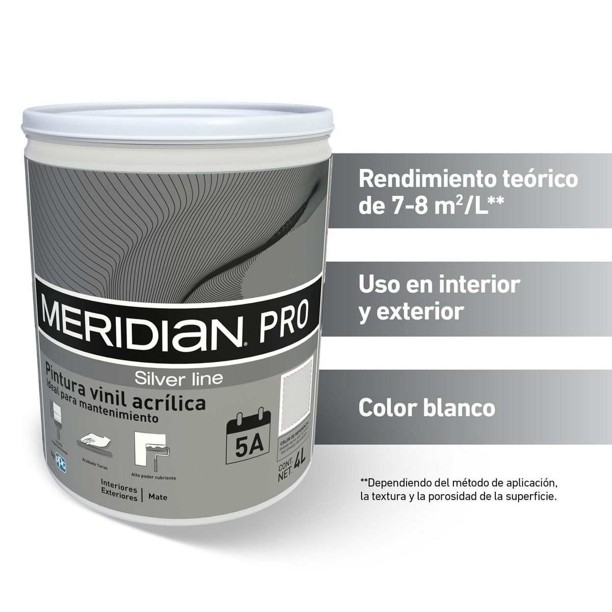 MERIDIAN PRO - Pintura vinílica Meridian 4 Litros.