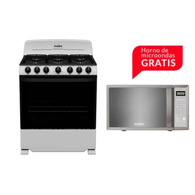 Combo Estufa 76Cm Plata + Regalo Microondas 0.7Pies Silver Em7622Bhmm70S