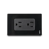 Contacto Duplex Amer 2P+E Placa Cristal Negro