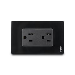 Contacto Duplex Amer 2P+E Placa Cristal Negro
