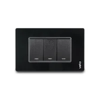 Apagador Triple Placa Cristal Negro