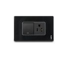 Mixto 1 Interruptor Ancho+ 1 Tomacorriente Amer 2P+E Cristal Negro