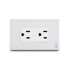 Contacto Duplex Amer 2P+E Placa Cristal Blanco