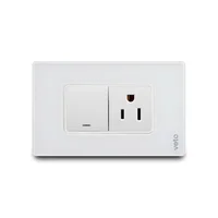 Mixto 1 Interruptor  Ancho+ 1 Tomacorriente Amer 2P+E Cristal Blanco