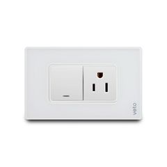 Mixto 1 Interruptor Ancho+ 1 Tomacorriente Amer 2P+E Cristal Blanco