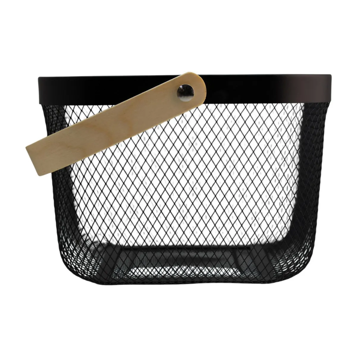 Nuvo - Sbl Canasta Malla De Hierro Con Asa De Madera
