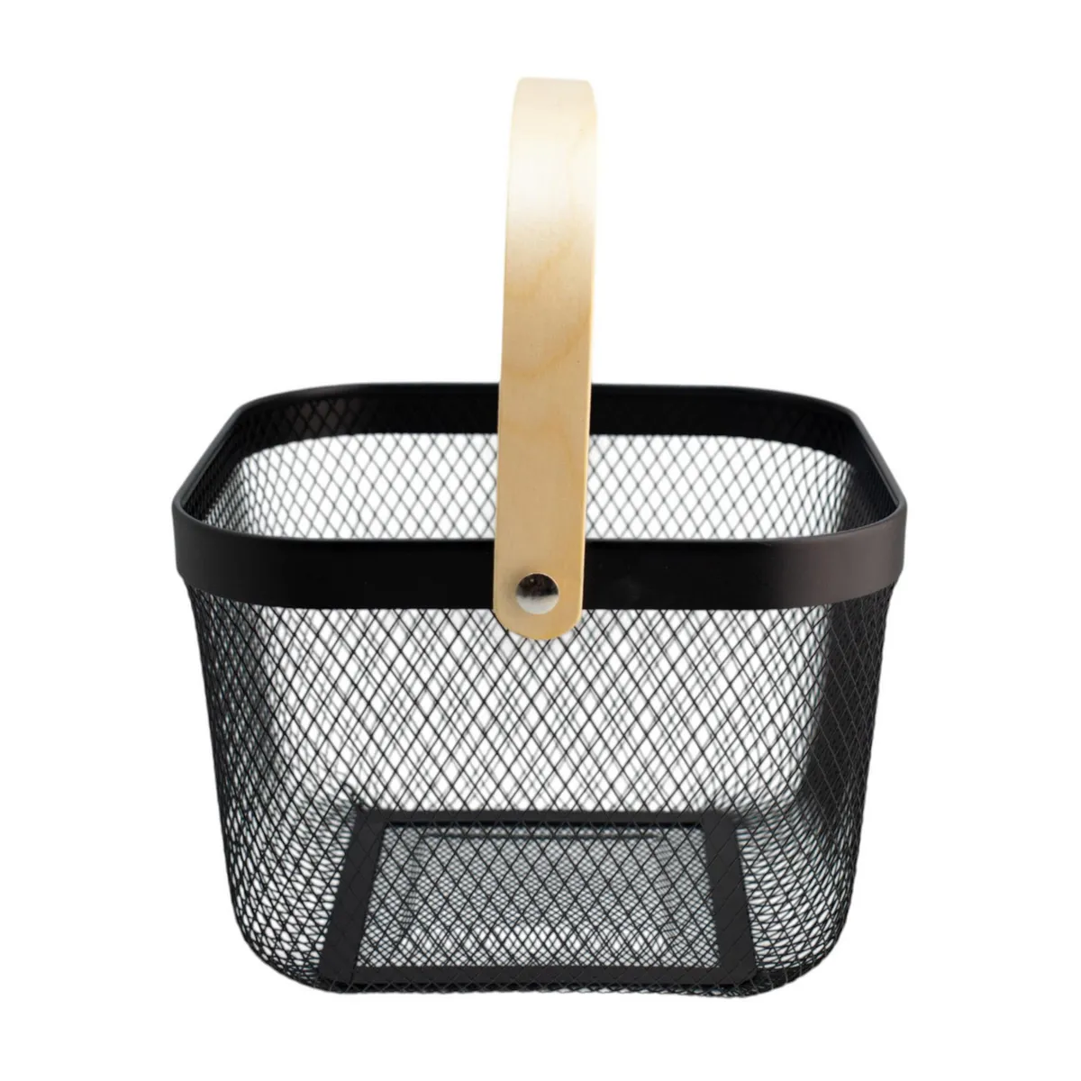 Nuvo - Sbl Canasta Malla De Hierro Con Asa De Madera