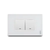 Apagador Doble Placa, Cristal Blanco
