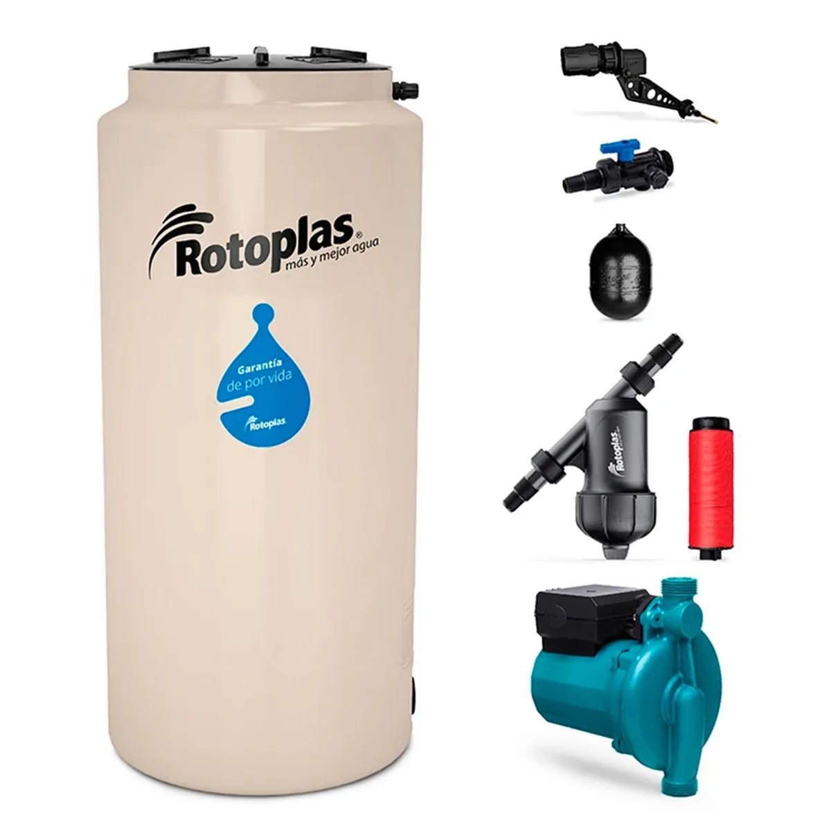 Rotoplas - Tinaco Vertical  500L con Bomba Presurizadora 1/2 HP
