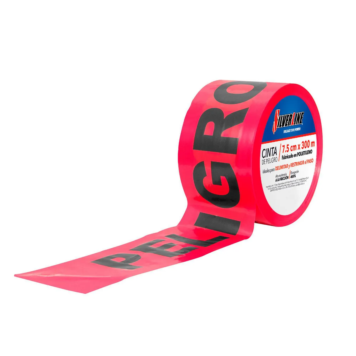 Silverline - Cinta de Polietileno “Peligro” 7.5 cm X 300 m X 0.3 mm