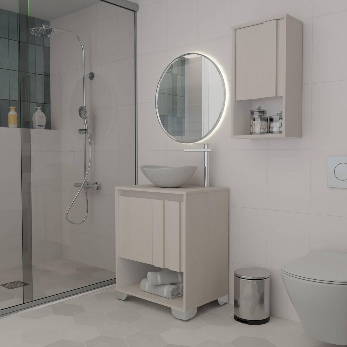 Maderkit - Combo Mueble de Baño con Gabinete Superior Nebo