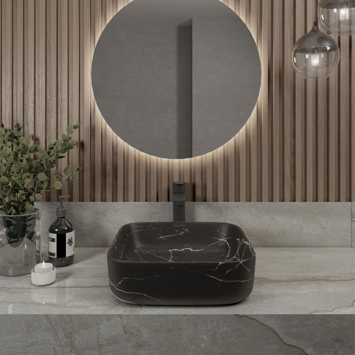 Lavabo Ceramico Duomo Con Bettas Bcas Negro Matte, marca Tendenzza - Foto 2