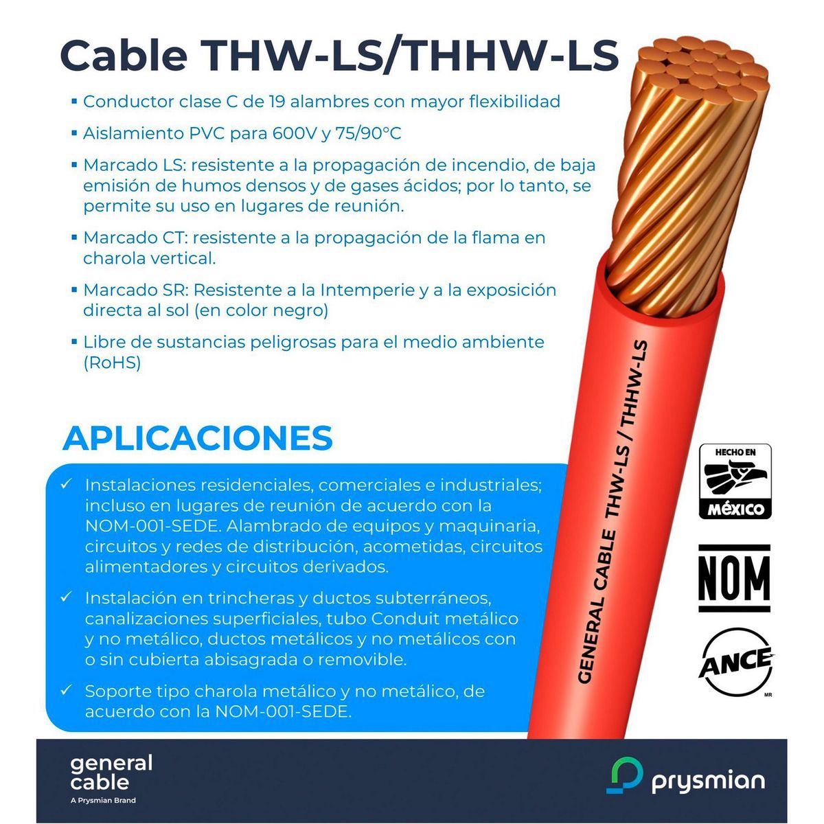 Cable THHW-LS Calibre 12 AWG Rojo, 100 m, marca  - Foto 2