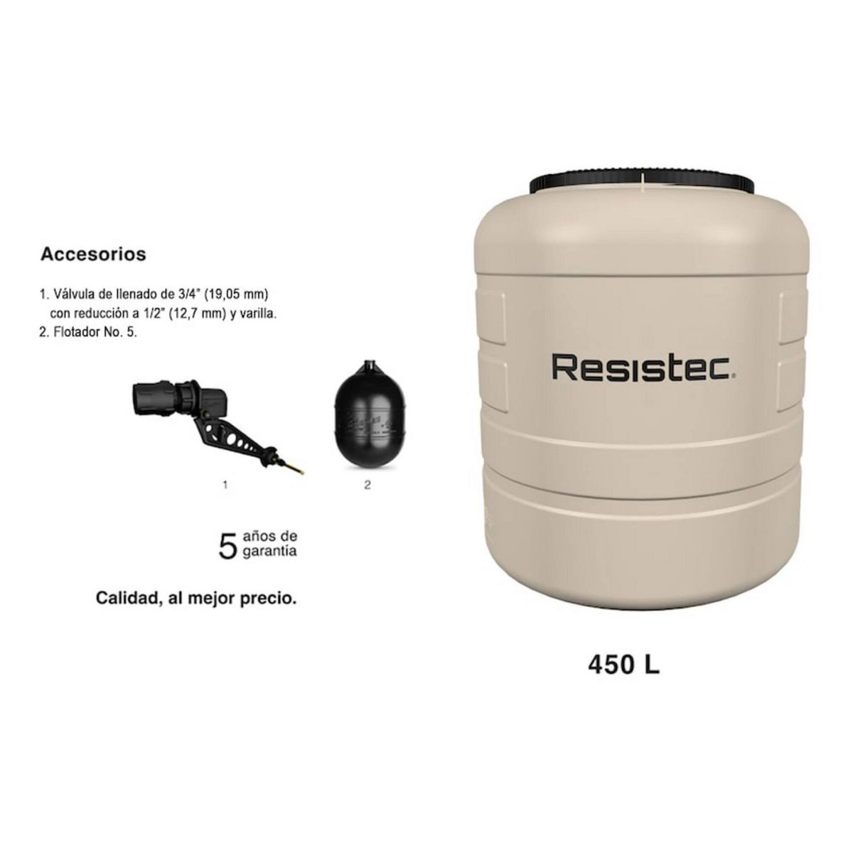 Rotoplas - Tinaco Resistec 450L Beige