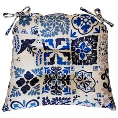 Cojin silla mosaico azul 36x40