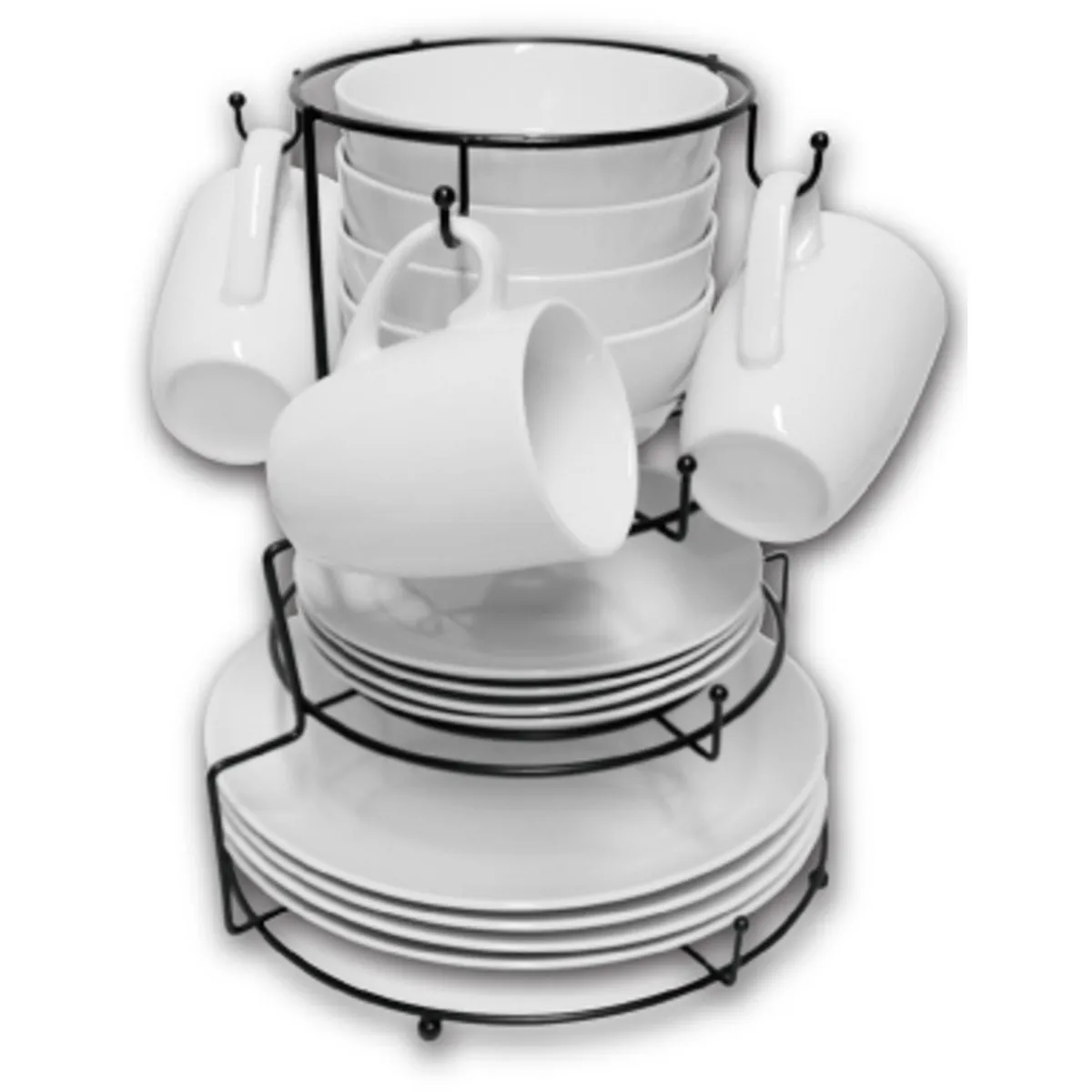 Vajilla de Porcelana Blanca con Organizador 16 piezas, marca Nuvo - Foto Principal