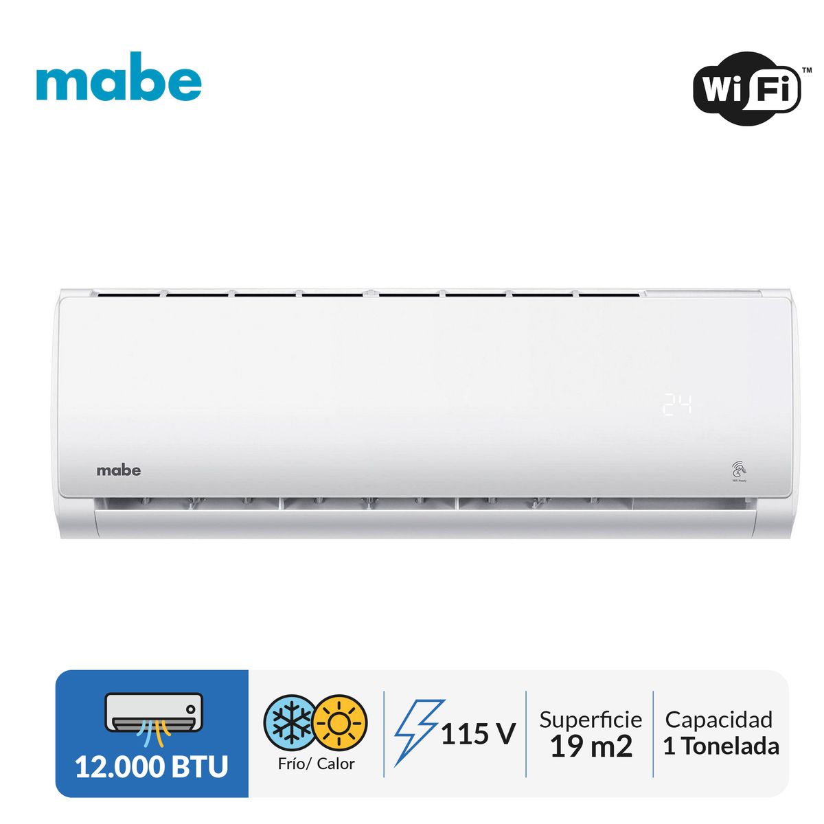 Aire Acondicionado Tradicional MABE 12,000 BTU Solo Frío 115V WiFi Ready MMT12CABWCAM3, marca Mabe - Foto Principal