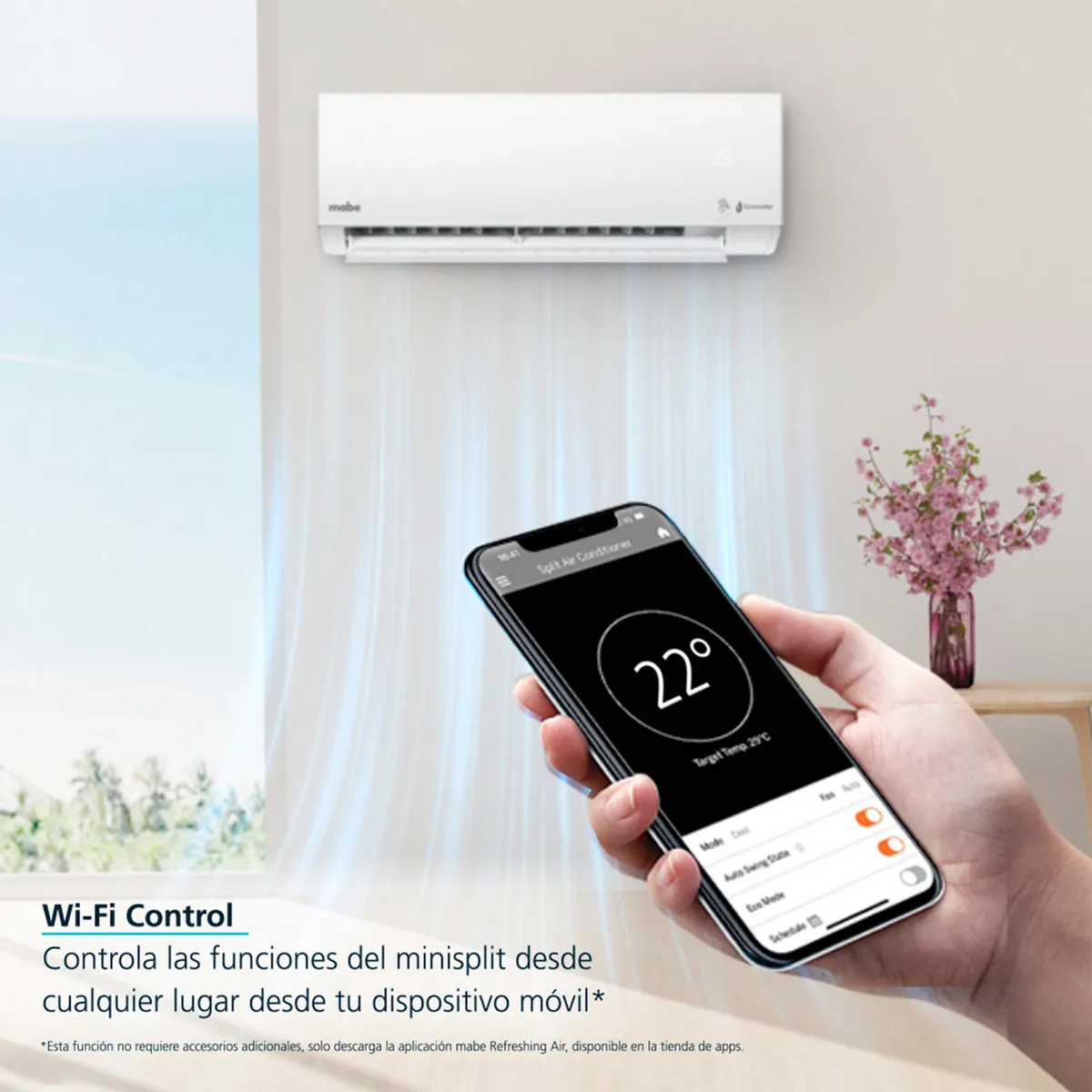 Aire Acondicionado Inverter MABE 12,000 BTU Frío - Calor 115 Voltios WiFi Control MMI12HABWCA32M2, marca Mabe - Foto 2