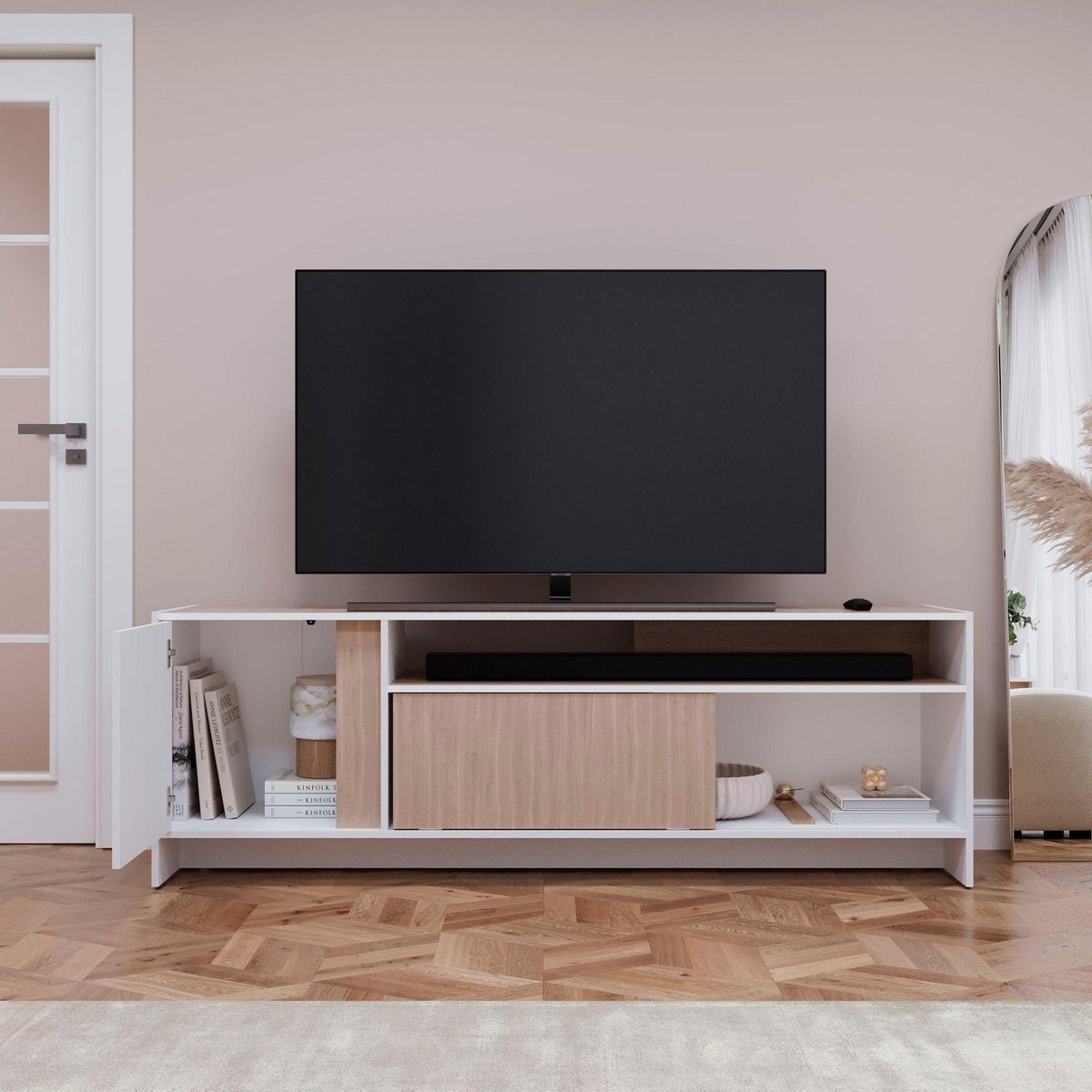 Mueble de TV 180 cm Marfil, marca Maderkit - Foto 2