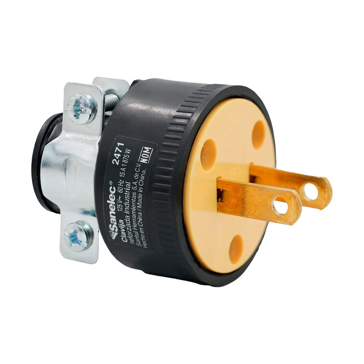 Clavija Industrial Polarizada Reforzada con Abrazadera, marca Sanelec - Foto Principal