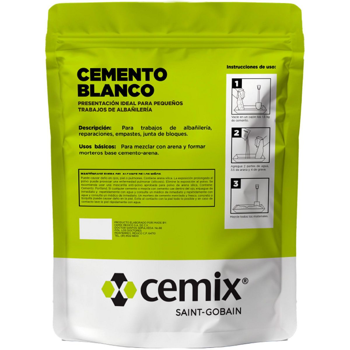 Cemento Blanco Cemix 1.5Kg, marca Cemix - Foto 2
