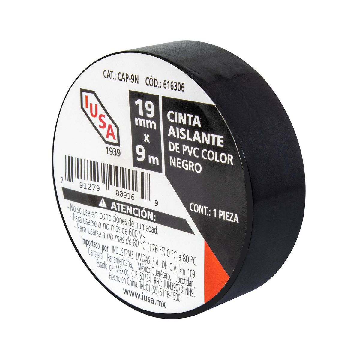 Cinta Aislante de PVC 19 mm x 9 m, Negra, marca Iusa - Foto 2