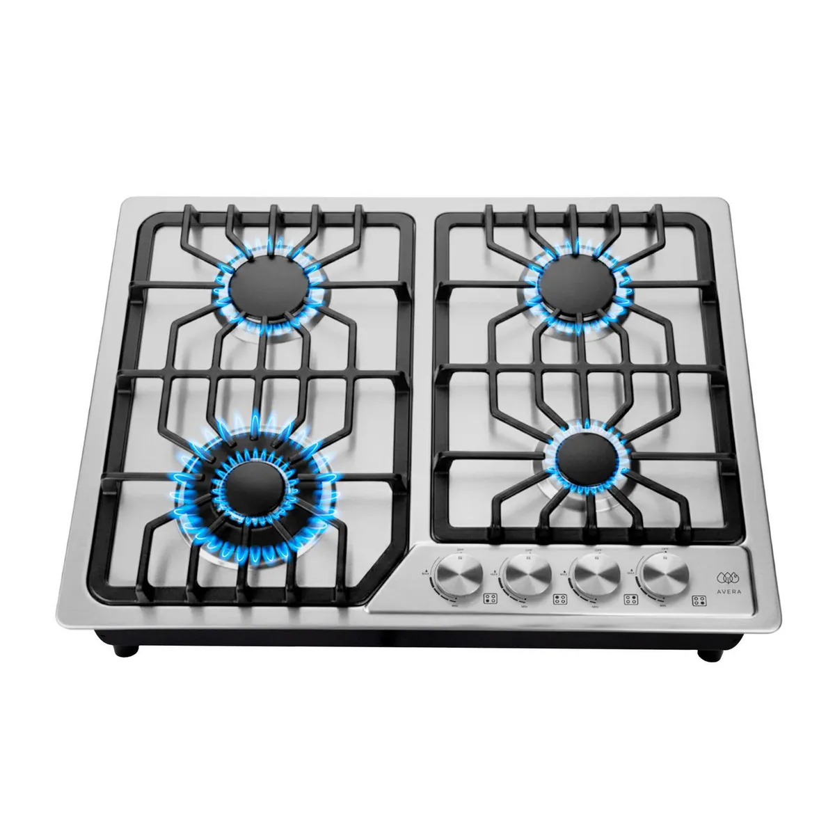 Parrilla de gas 4 quemadores 58 cm en acero inoxidable, marca Avera - Foto Principal