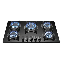 Parrilla de gas 5 quemadores 77 cm en vidrio templado