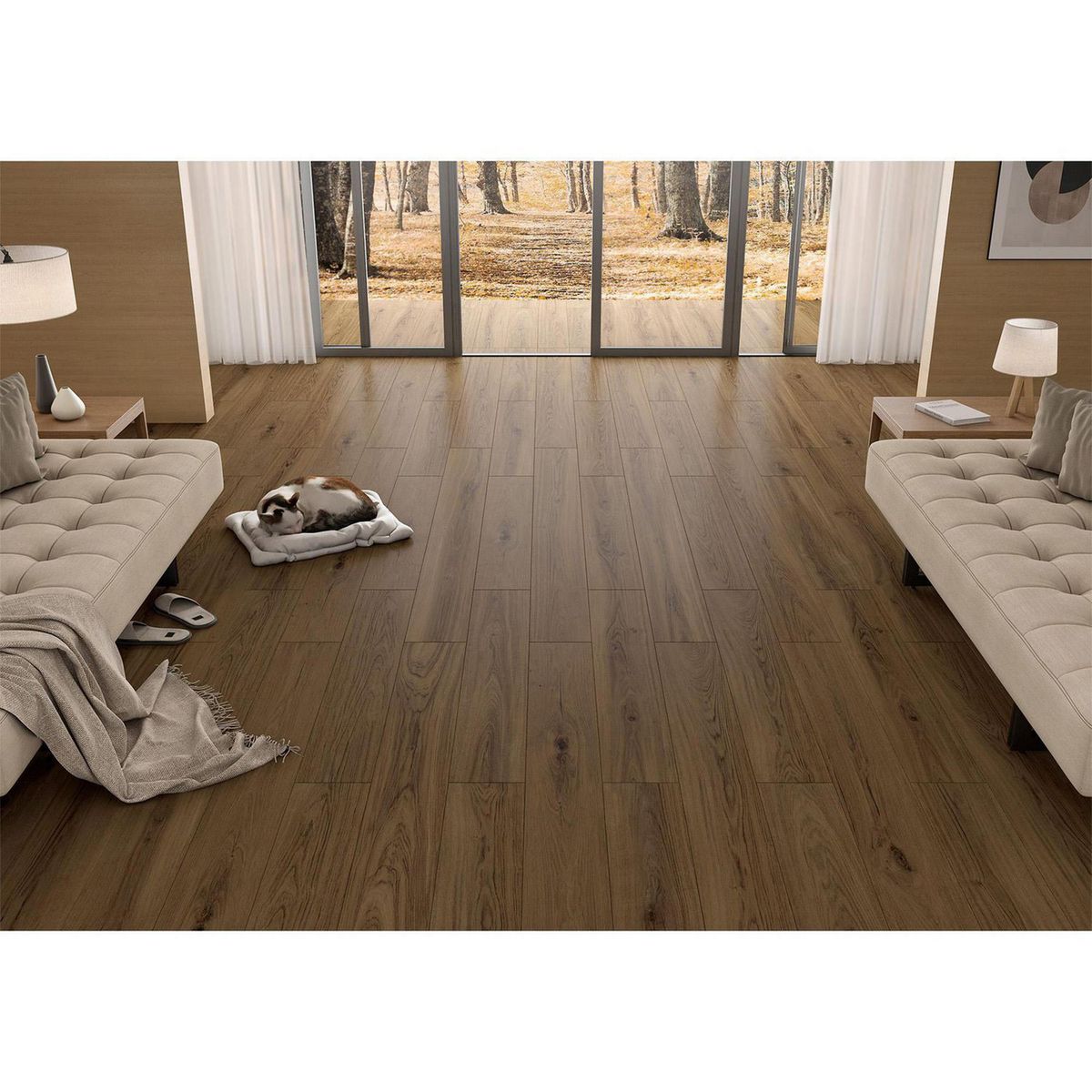 Piso Cerámico tipo madera Montalvo Dark Brown 20x120 cm Mate 1.68 m2 No Rectificado, marca Porcelanite - Foto 2