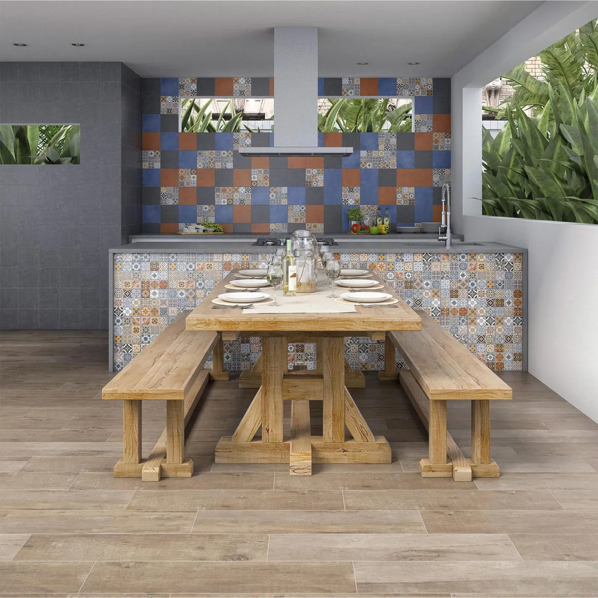 Piso Cerámico decorado Tecali Multicolor 20x20 cm Mate 1.54 m2 No Rectificado, marca Porcelanite - Foto 2