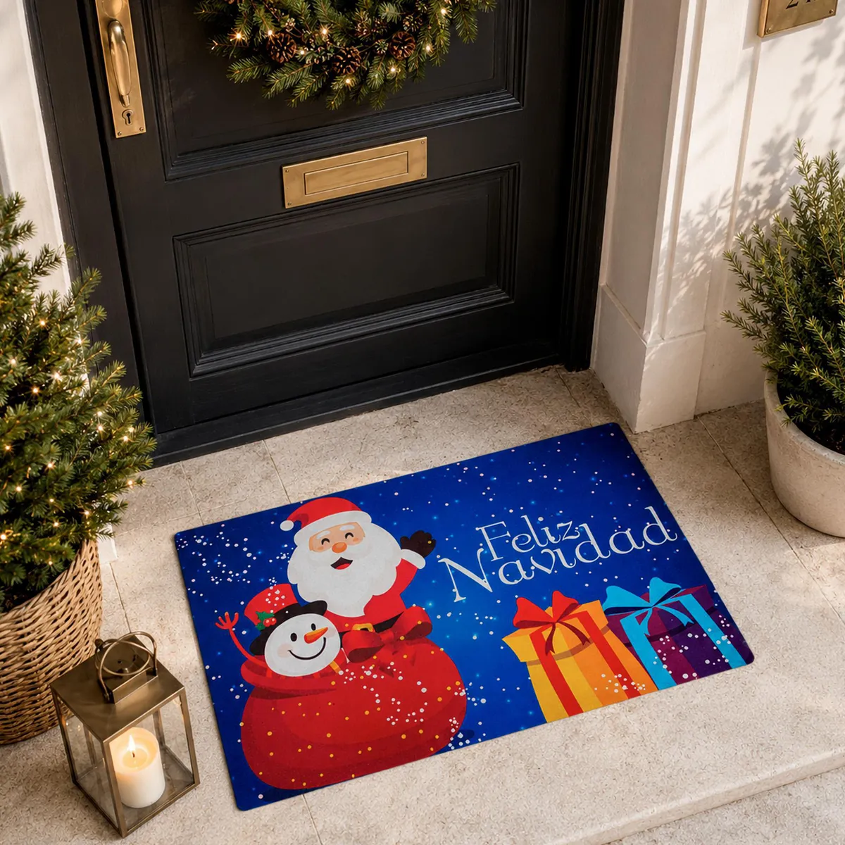 Tapete Santa Feliz Navidad Azul 40X60, marca Dib - Foto 2