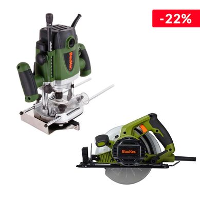 Combo  Ruteadora 1500W 8000-23500Rpm + 6Fresas Bauker + Sierra Circular 7 1/4