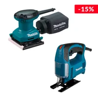 Combo  Sierra Caladora 450W con Maletín + Lijadora de Acabados 4 1/2" 180W