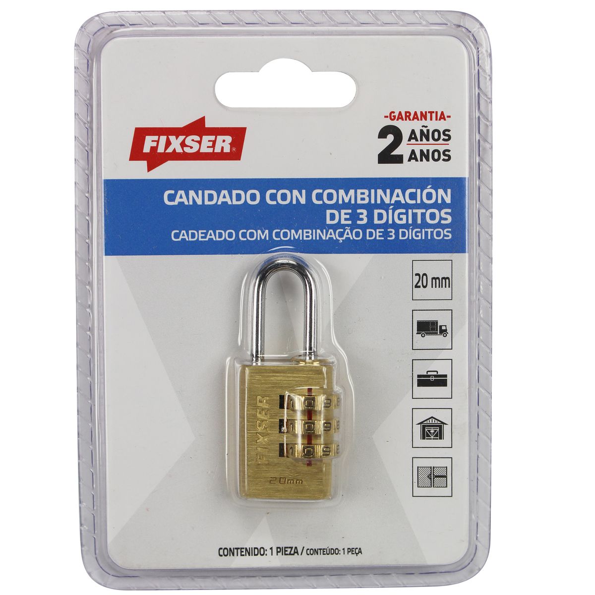 FIXSER - Candado con Clave Fixser 20 mm