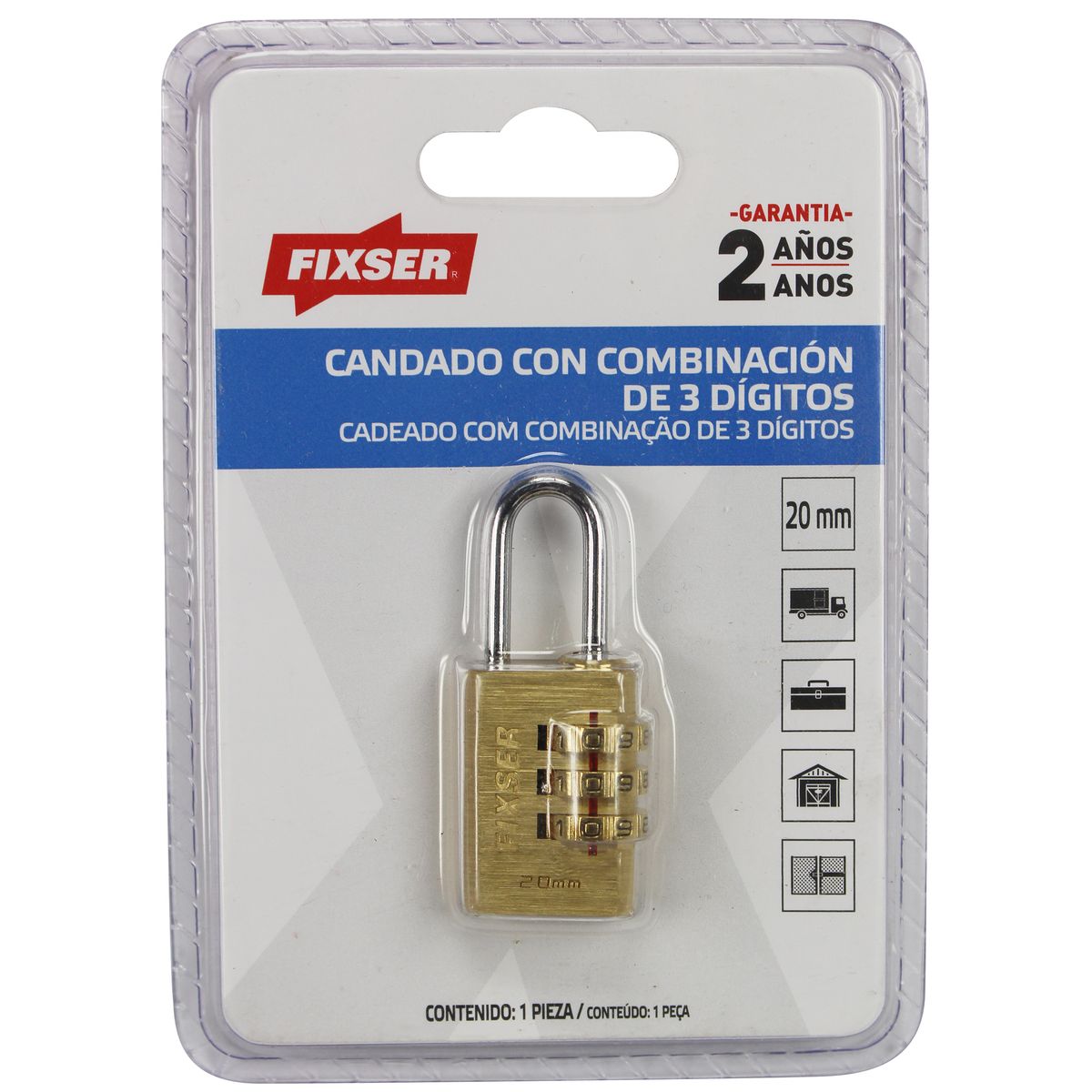 FIXSER - Candado con Clave Fixser 20 mm