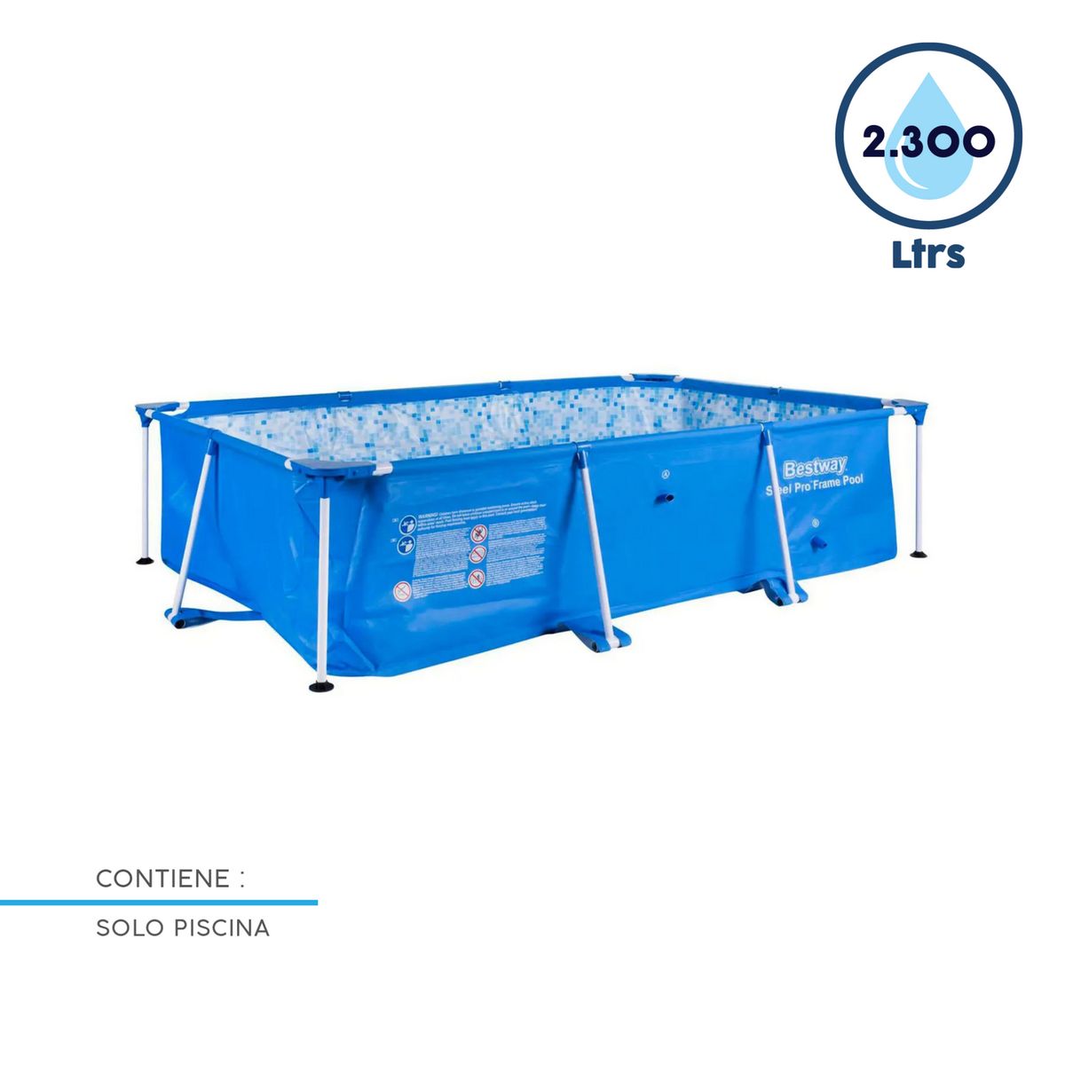 BESTWAY - Piscina Estructural Rectangular 259x170x61cm 2300L