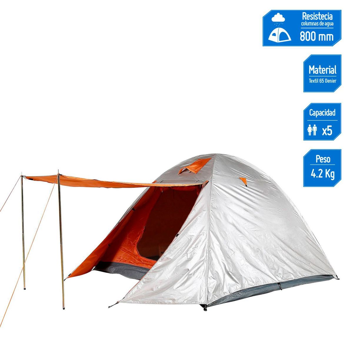 KLIMBER - Carpa Iglú 5 Personas Klimber Adventure Naranja/Plomo