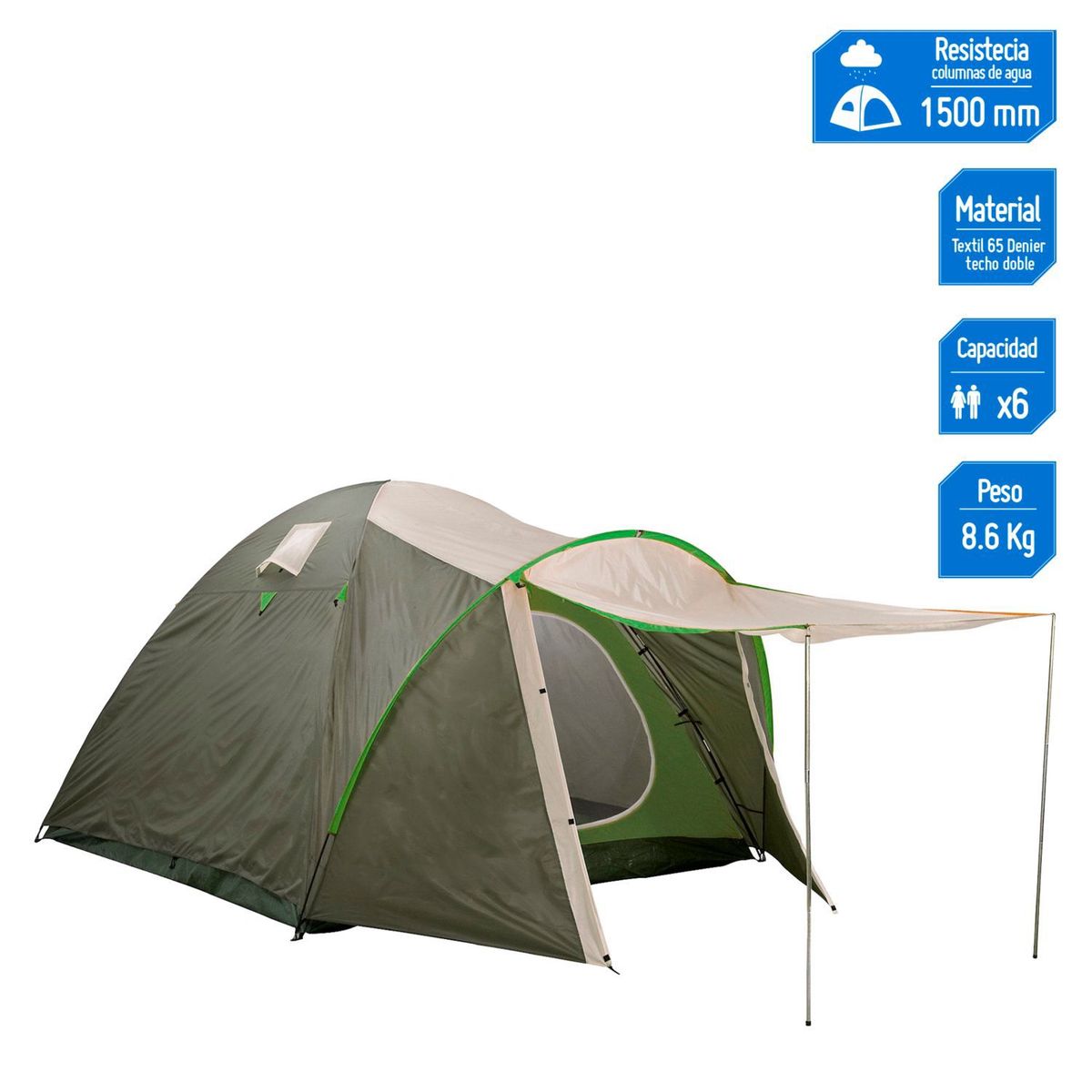KLIMBER - Carpa 6 Personas Klimber Rainbow Verde
