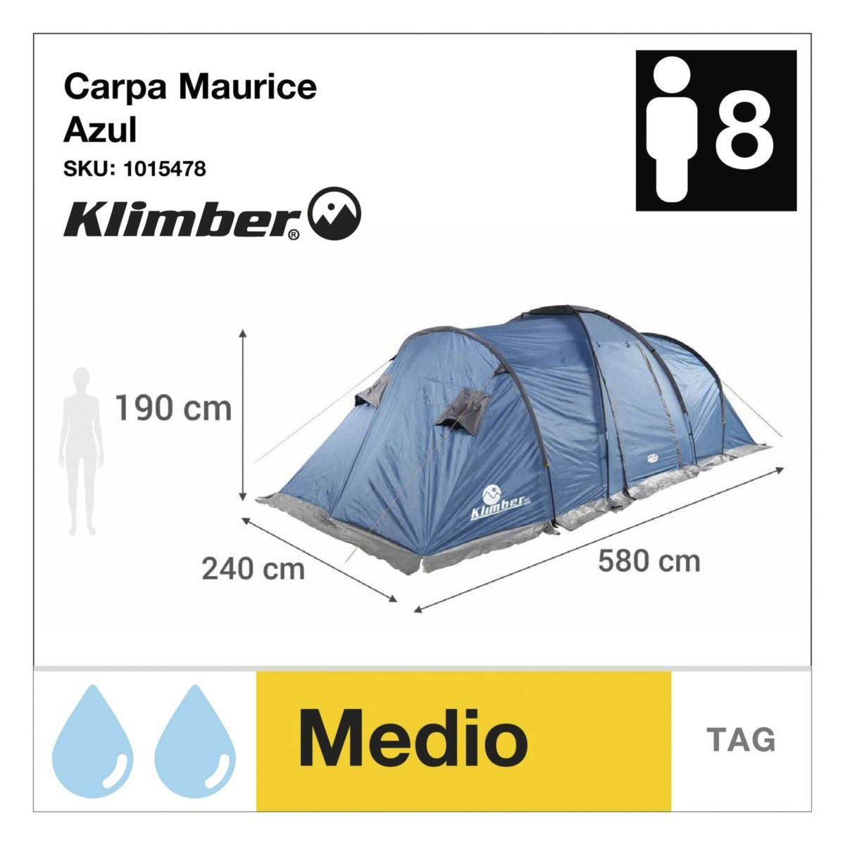 KLIMBER - Carpa Para 8 Personas Modelo Maurice Color Azul