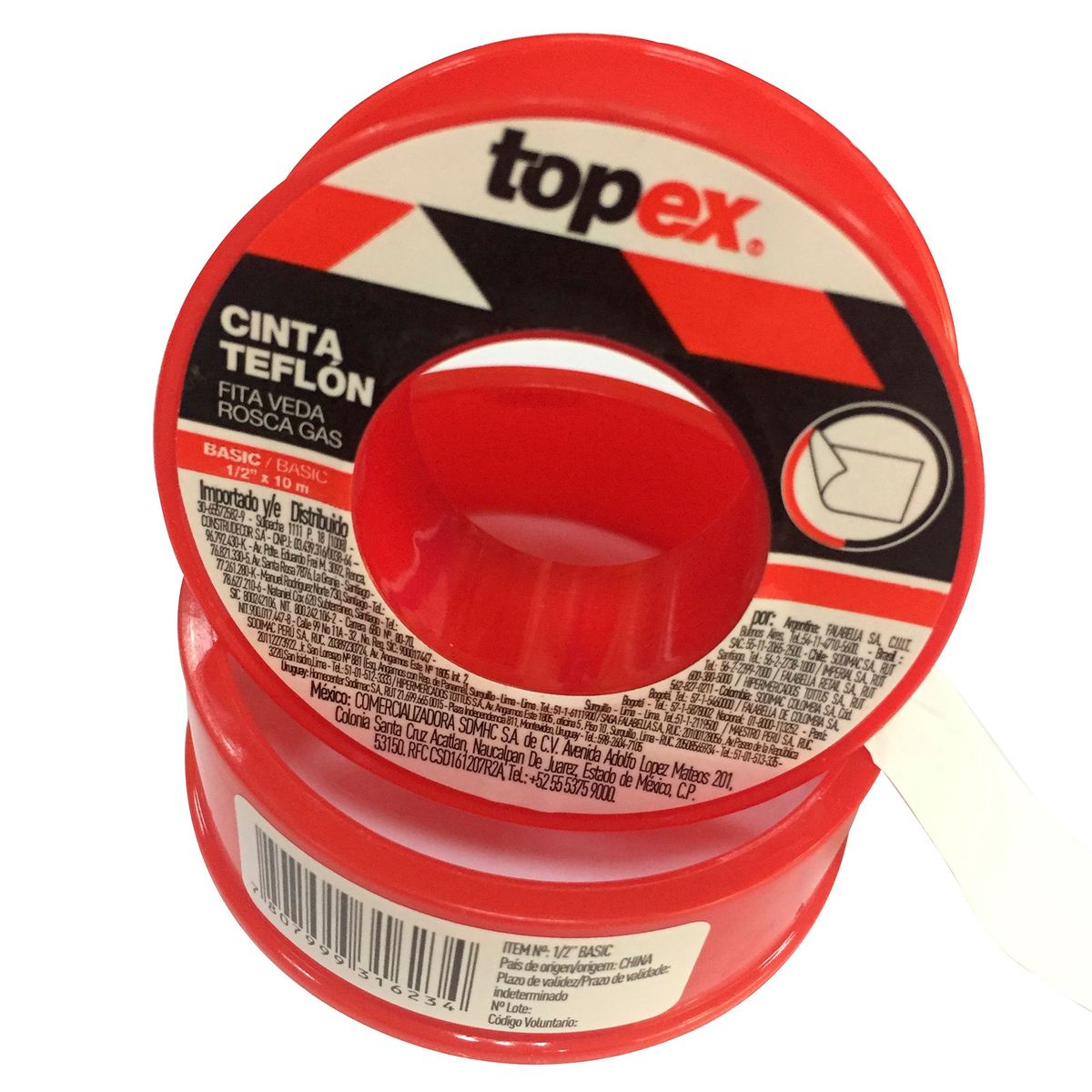 TOPEX - Cinta teflón 1/2 X 10MT BASIC