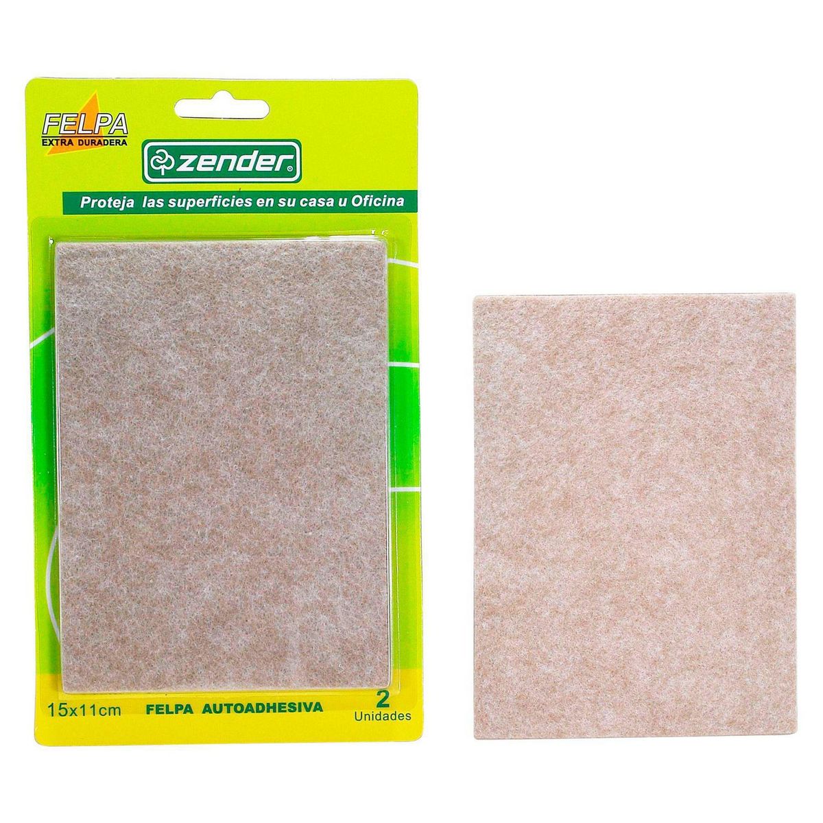ZENDER - Deslizador para Muebles de Felpa Adhesiva Rectangular Beige 15x11 cm x 2unid