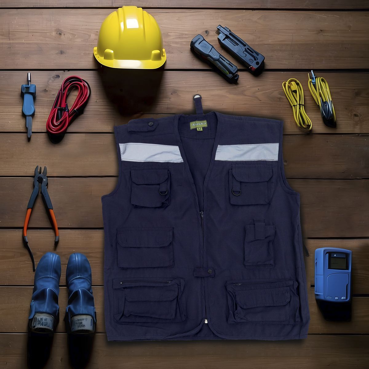 REDLINE - Chaleco Reflectivo Multibolsillo Azul