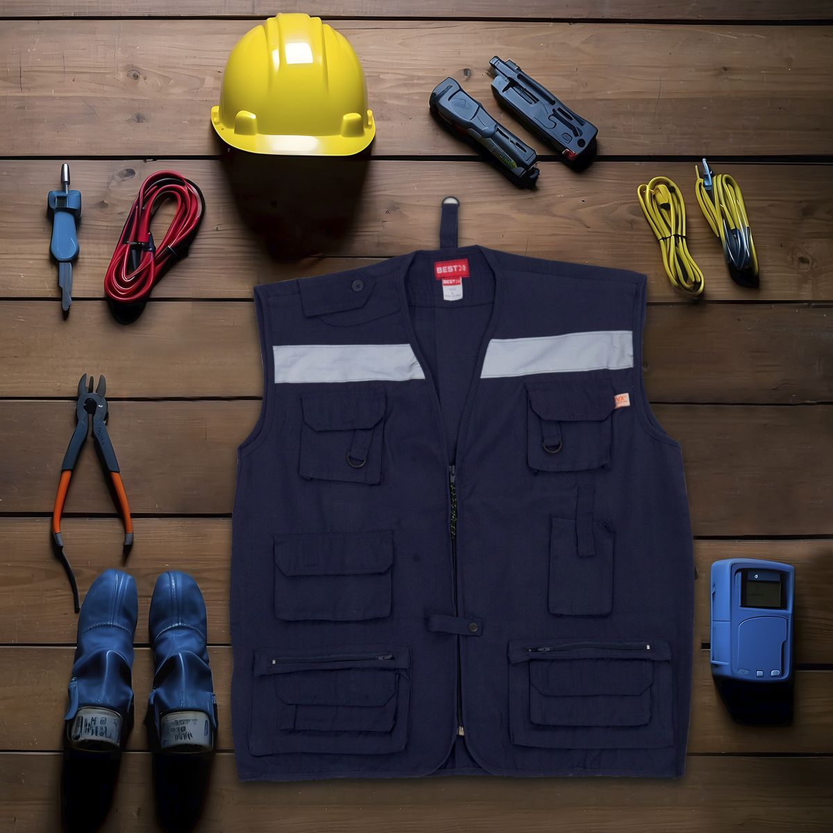 REDLINE - Chaleco Reflectivo Multibolsillo Azul Talla L