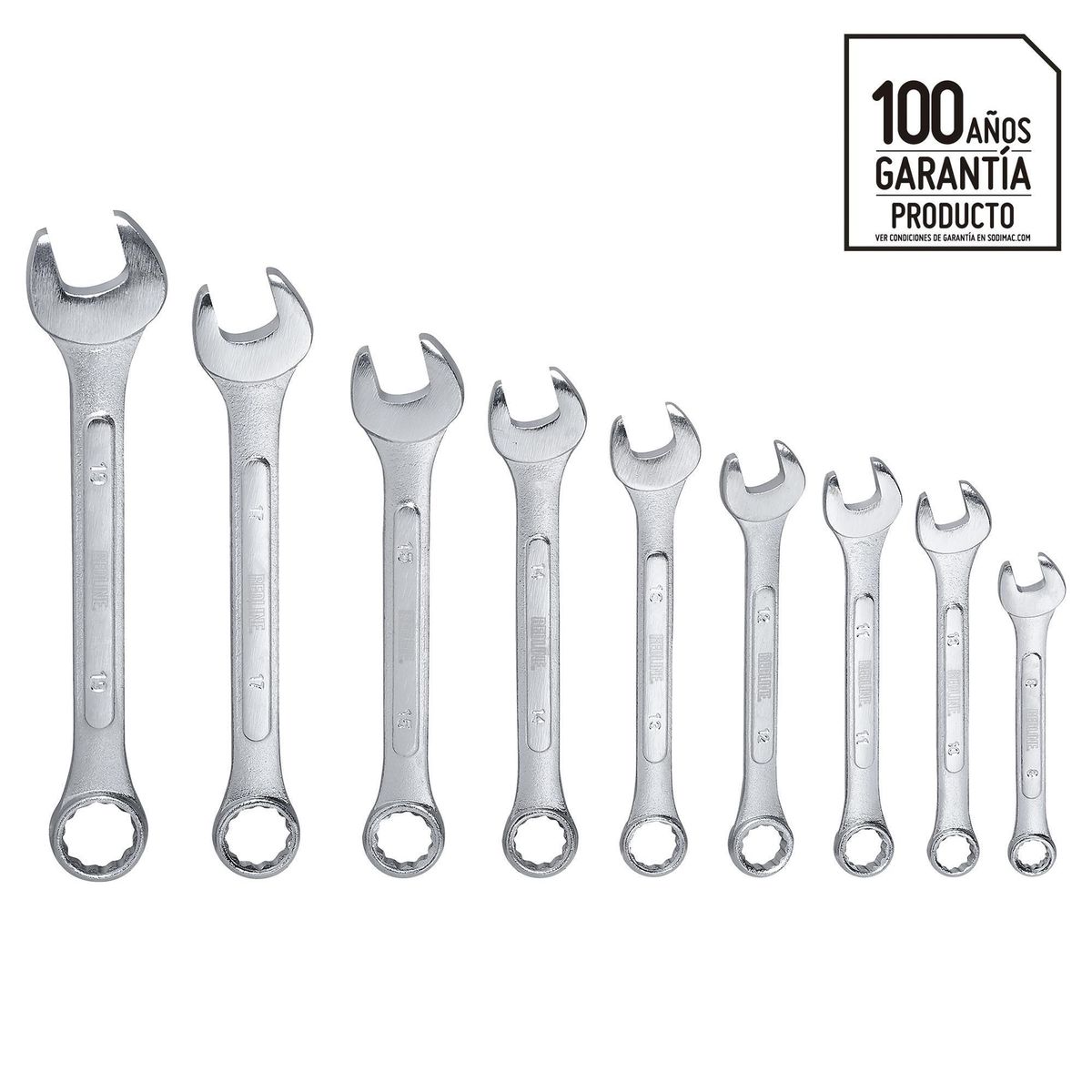 REDLINE - Juego de llaves combinadas Redline Cromo/Vanadio  x 9