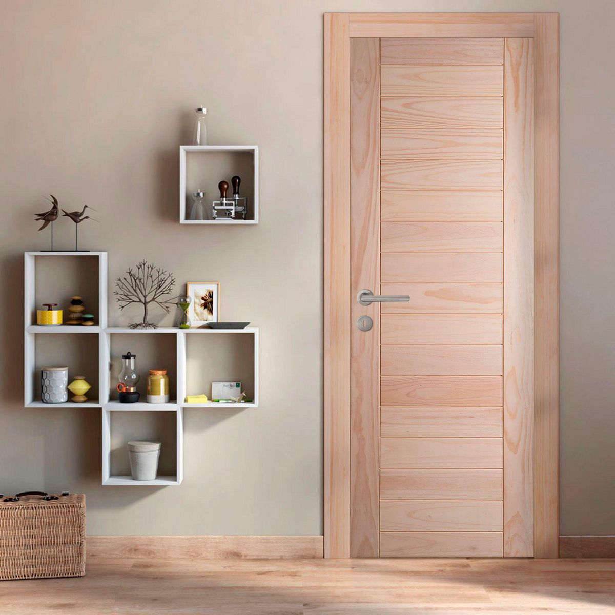 ARES - Puerta Principal de Madera Pino Imperial